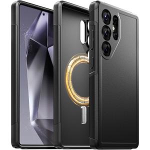 Magnetic for Samsung Galaxy S25 Ultra Case, Compatible with MagSafe, [Privacy Screen Protector] Slim Military Grade Protection Shockproof Phone Case for Galaxy S25 Ultra 6.8",Black | Magnetic, Slim, Shockproof
