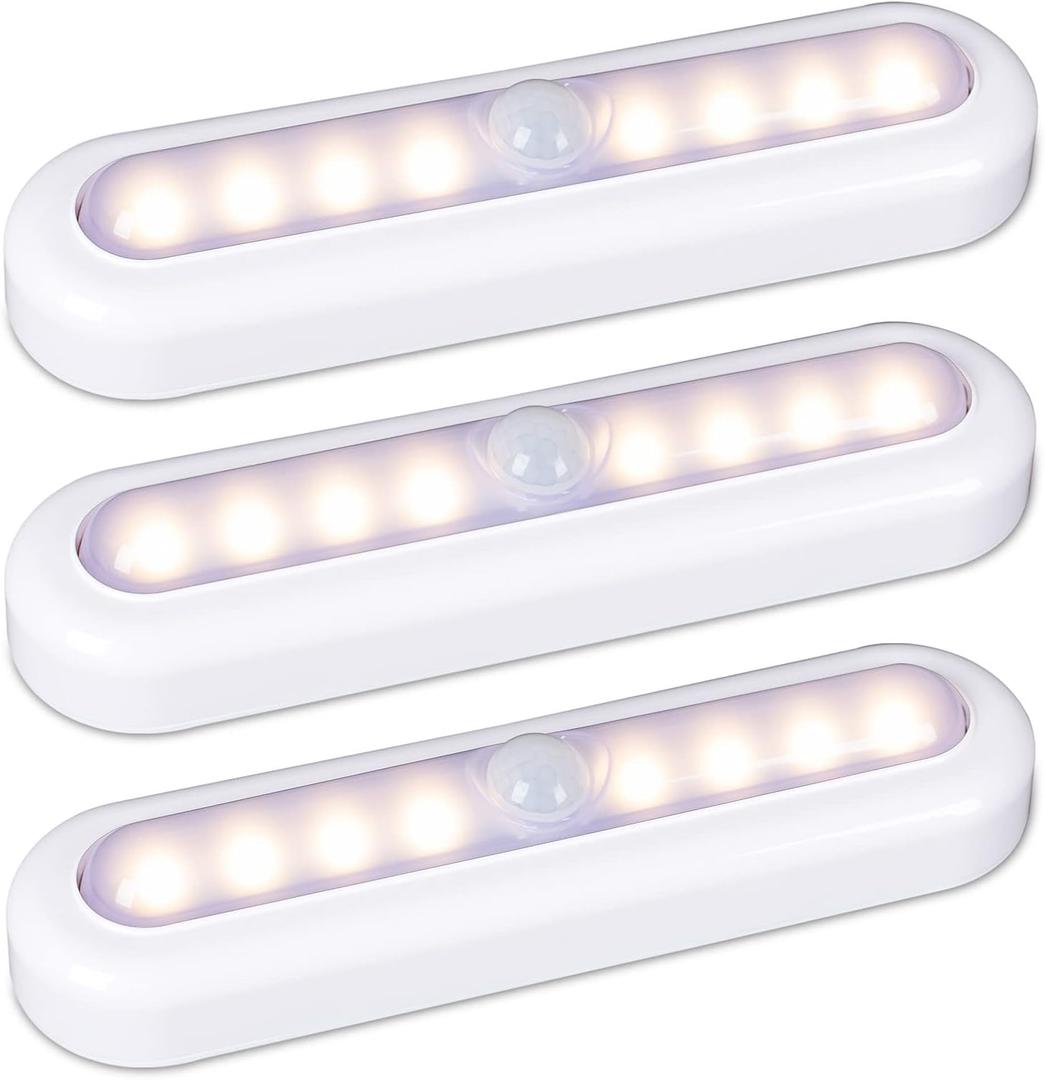 STAR-SPANGLED 3 Pack 7 Motion Sensor Lights Indoor Battery Operated, Stick on LED Light for Closet, Stairs, Under Cabinet, Warm White