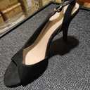 Women Velvet Minimalism Open Toe Slingback Sandals Pull On High Heel Stiletto Pumps Office Lady Dress Shoes  (6), Black