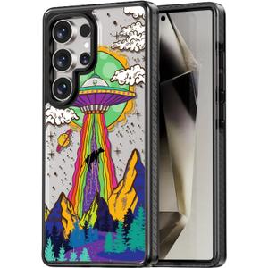 Compatible for Samsung Galaxy S25 Ultra Case Cute Aesthetic - Durable Shockproof 6.6 ft Drop Impact Phone Case Cover with Funny Fashion UFO Design 6.8" Black
