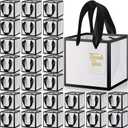 Kolldenn 100 Pcs Small Gift Bags with Handles Metallic Paper Square Valentine's Day Gift Bags Bulk with DIY Blank Thank You Tags for Wedding Birthday Party Favor (4 x 4 x 4 Inches, White)