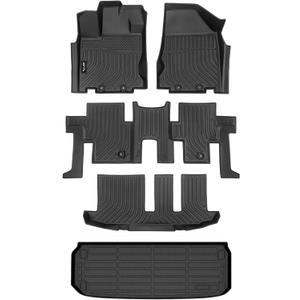 AIPOIL Floor Mats & Cargo Liner Set for 2013-2021 Nissan Pathfinder 7 Seats & Infiniti QX60 7 Seats All Weather Protection TPE Anti-Slip Automotive Full Set Custom Car Mats Accessories - Black