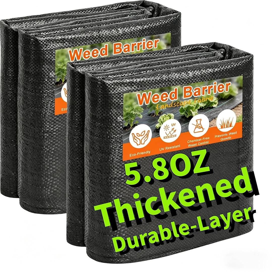AMAGABELI GARDEN & HOME 4ft x 100ft Weed Barrier Landscape Fabric 5.8oz Garden Cloth Heavy Duty Weed Control Blocker Mat Gardening Ground Cover Durable Woven Geotextile Fabric Driveway Underlayment