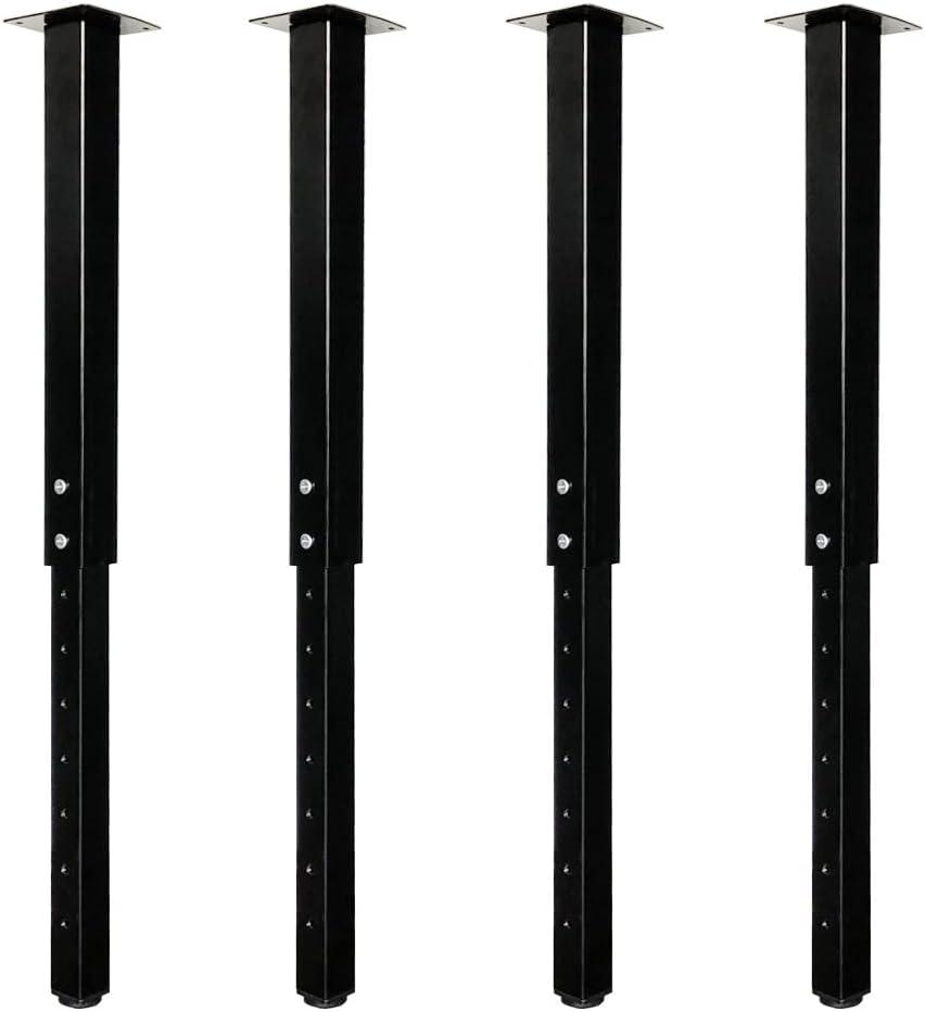 QLLY Adjustable Square Table Leg, 24-40 inch, 60-100cm, Home Office Custom DIY Table Legs, Furniture Leg Set (4, Black)