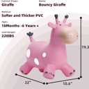 Giraffe Bouncy Horse Hopper for Toddlers 1-3, Bouncy Animals Jumping Horse, Inflatable Ride on Bouncer, for Boys Girls 18 M+ 2 3 4 5 6 Years Old W/Free Pump