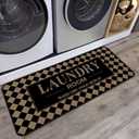 ROMAMIGO Laundry Room Rug Runner Non Slip Laundry Mats Mudroom Runner Laundry Room Decor Accessories Farmhouse Kitchen Floor Mat (Black Beige Checkered, 20 X 47 inch)