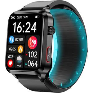 Blood Pressure Smart Watch with Air Bag Air Cuff, 1.92" lPS Color Screen, 24/7 Heart Rate Blood Oxygen Body Temperature Sleep Respiration Rate Health Monitor Activity Tracker Familiy Data Sharing.