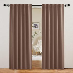 RYB HOME Blackout Curtains 80 inches Long Thermal Insulating Large Window Curtains for Living Room Sliding Glass Door Dining Home Office Backdrop, Mocha, W 42 x L 80 per Panel, 2 Panels