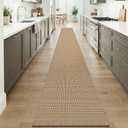 KOZYFLY Boho 2x20 Runners Rugs for Hallway, Extra Long Washable Runner Rug, Woven Non Slip Kitchen Runner, Cotton Entryway Rug, Floor Carpet for Entry, Aisle, Hall, Orange Beige/Tan/Brown
