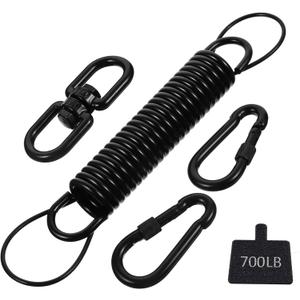 Porch Swing Spring Heavy Duty 700 Load,Hammock Chair Hanging Kit Swing Spring Hardware,1 Spring, 2 Spring Buckles,1 Swivel Buckles,1 Safety Wires for Garden Hammocks (Black, Spring&Buckles Set(4PCS))