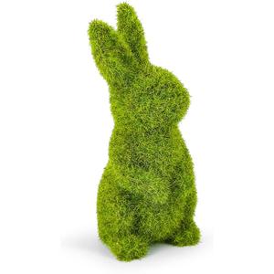 Decorative Decorations for Easter Bunny Gifts, Moss Green Flocking Sculpture, Garden Courtyard Family Gathering Celebration Decorations (9.5in Standing Rabbit)