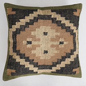 Indian Vintage Kilim Hand Loom Cushion Cover 18X18 Pillows Boho Ethnic Shams Jute Pillow Cases Rug Boho (Pattern 091)