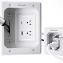 Perlegear TV in-Wall Cable Management Kit, USB and Typ C Ports Cord Hider for Wall Mount TV with Recessed Power, Includes Drill Templates, Dust Bags, Drywall Saw, Extension Cable