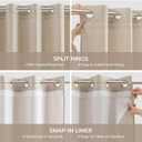 River Dream Linen Textured No Hooks Shower Curtain with Liner,Linen,71x74