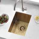 Gold Bar Sink Undermount,Wesliv 12x16 Inch Small Bar Sink Gold Undermount Kitchen Sinks Wet Bar Prep 16 Gauge Stainless Steel Single Bowl Rv Sinks with Bottom Grid