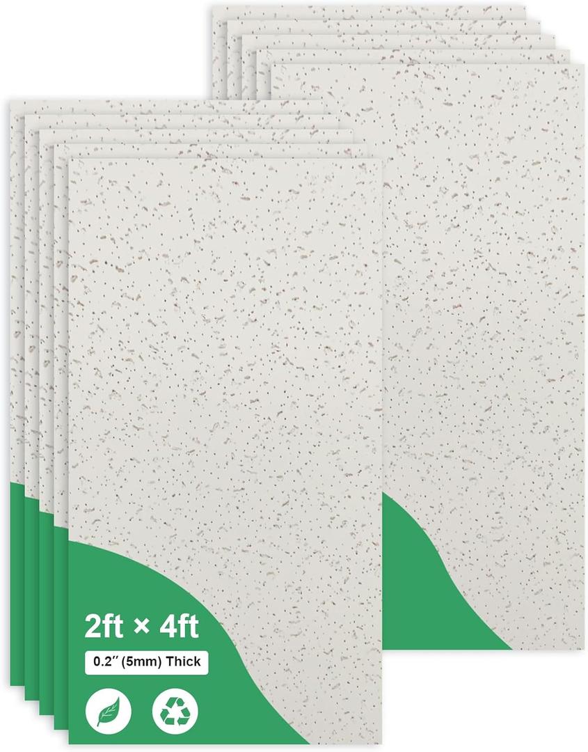2ft x 4ft Printed Pro Ceiling Tiles - PVC Ceiling Panel 24 x 48in  Waterproof, Washable and Fire-Rated - High-Grade PVC to Prevent Breakage-Cover 80 Sq. Ft-Package of 10 Tiles
