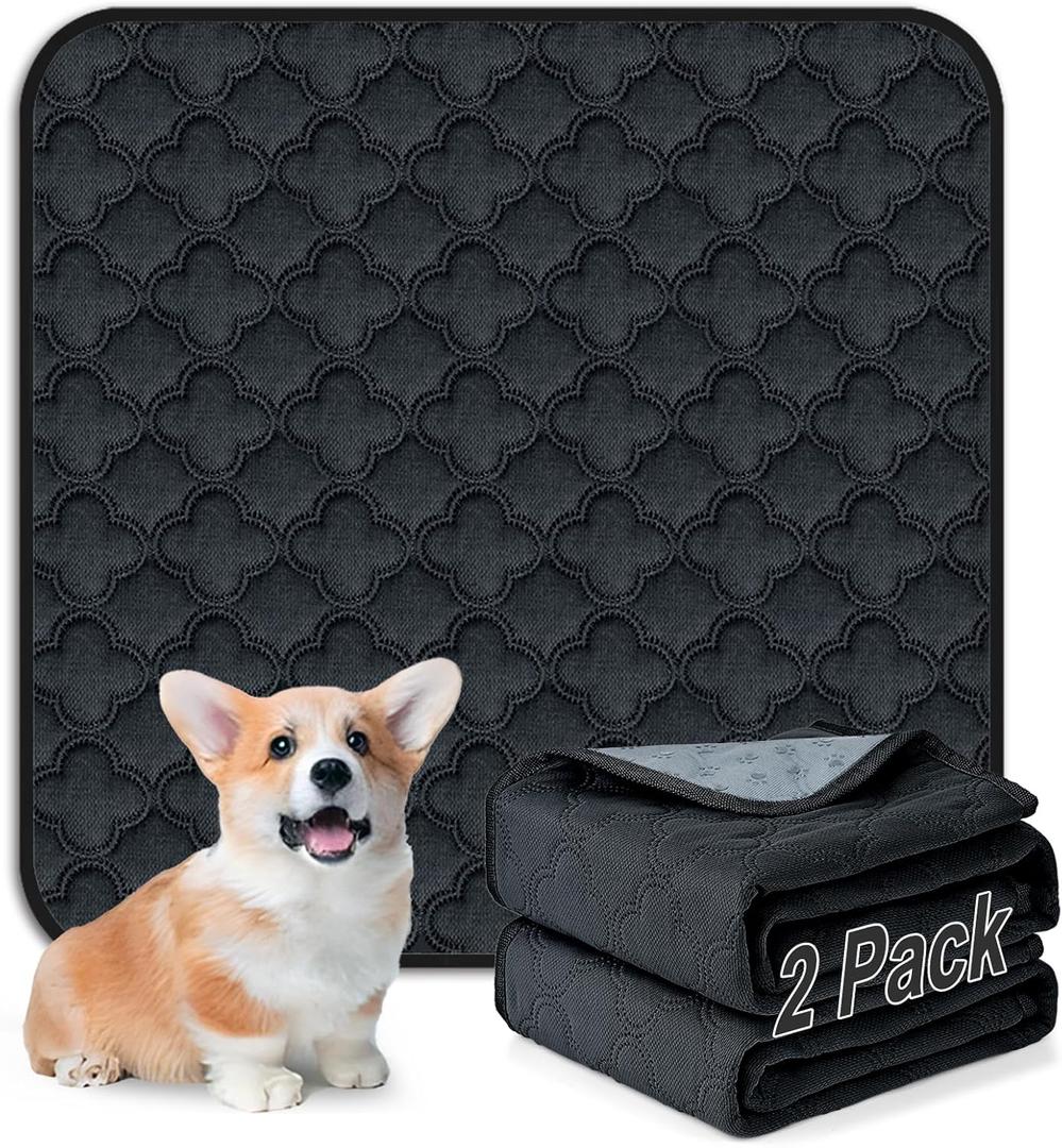 FunFurry Washable Pee Pads for Dogs - 2 Pack Reusable Pee PadsWaterproof Puppy PadsPet Training PadsSuper Absorbent with Dog Paw Shape Non-Slip Backing (Dark Grey, 24" X 24" - 2 Pack)