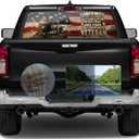 Rear Window Perforated Decal Soldier Camouflage American Flag Patriotic Decoration Vinyl Sticker Size 58" x 18" Fit Most Pickup Trucks SUV Cars