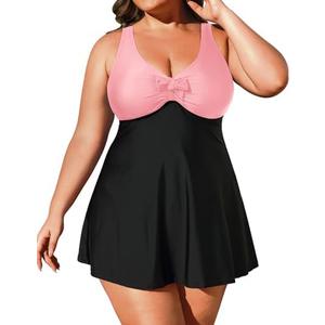 Daci Plus Size Two Piece Swimsuits for Women Flowy Tankini Swim Dress with Short Bathing Suits Plus Size 18W