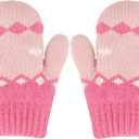 Kids-Warm-Knit Mittens - Girls-Winter Outdoor-Thickened Cold-Weather Wool Toddlers Ski Gloves For 3-5 Years