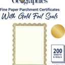 Geographics Optima Gold Blank Award Certificate Paper with Gold Foil Seals, 8.5 x 11, Seal 1.75" (Pack of 200)