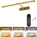 EZVALO Picture Light for Wall, 4800mAh Rechargeable Wireless Remote, 13in Dimmable Magnetic LED Art Display Light with 3 Color Temperatures, for Gallery, Living Room, Bedroom, Hallway (Gold)