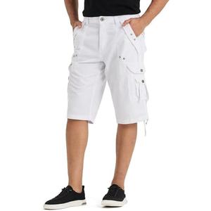 BEST SOUTH Mens Cargo Shorts with 8 Pockets Casual Long Blew Knee Capri 3/ 4 Pants Relaxed Fit Work Fishing Hiking White 42