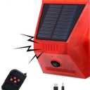 HULPPRE Solar Outdoor Motion Sensor Alarm-129db Loud Siren Lamp Noise Maker, 4 Working Modes Strobe Light with Remote,Say Goodbye to The Unwanted Explorers