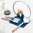 AUOON Silicone Utensil Rest and Pot lid holder with Drip Pad for Multiple Utensils,Dishwasher Safe,Heat-Resistant,BPA-Free Spoon Rest for Stove Top,Kitchen Utensil Holder for Ladle (Large, Fog Blue)