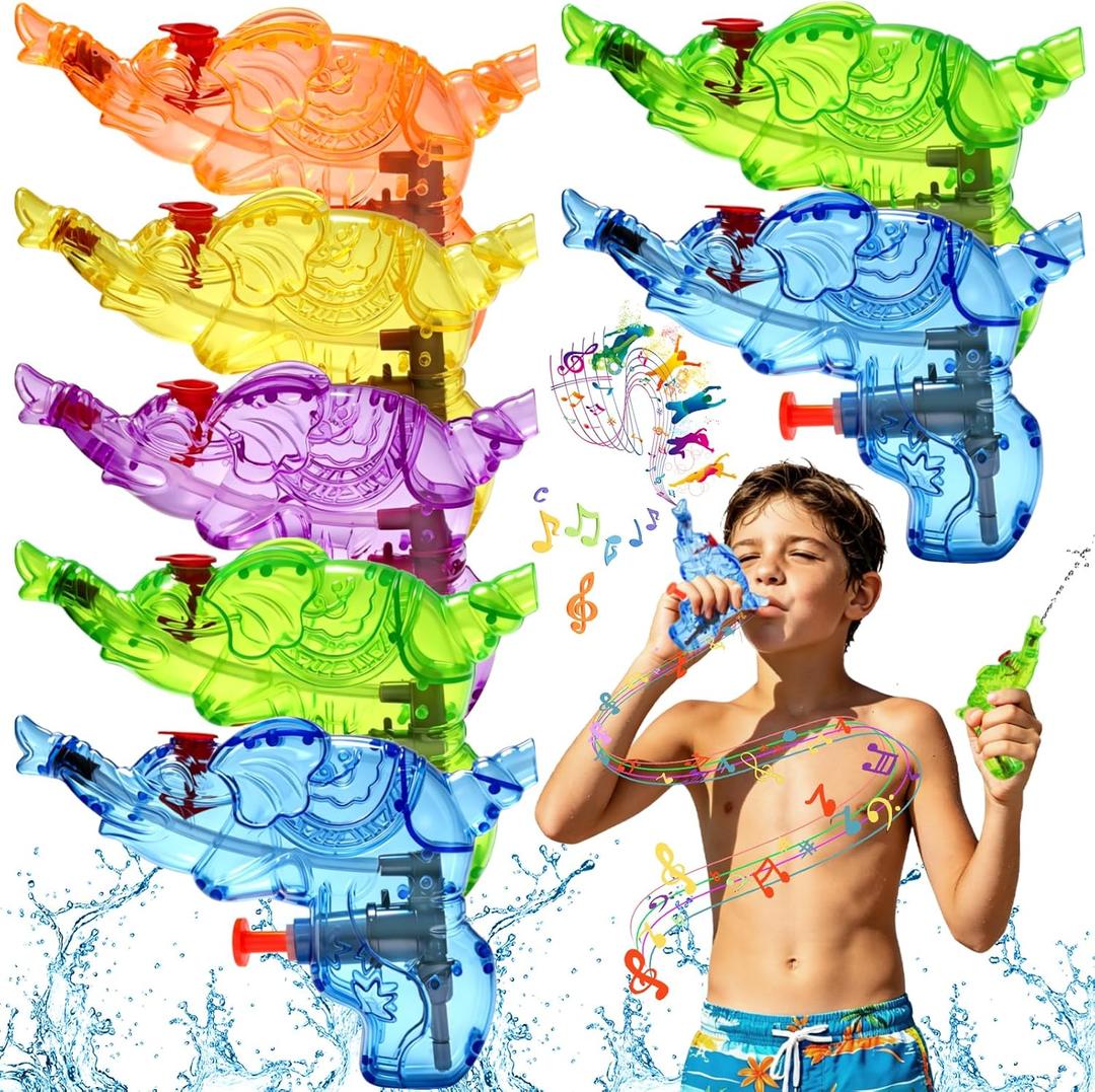 32 Pcs Mini Elephant Water Gun with Whistle, Colorful Mini Squirt Blaster, Kids Toy for Summer Beach, Pool Party Favors & Outdoor Water Fight Games