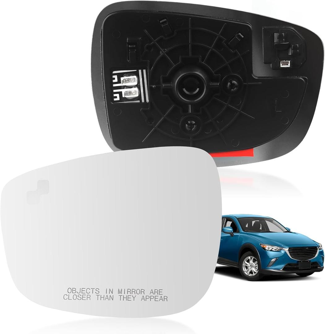 Driver Side Power Heated Mirror Glass with Blind Spot Indicator Replacement for Mazda CX5 2015 2016- Left Side Convex Mirrors With Backing Plate for CX-5 Accessories