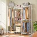 HOMIDEC Wardrobe Closet, 4 Hanging Spaces Portable Clothes Rack,Free Standing Closet Organizer and Storage System with Hanging Rods,Clothing Rack Suitable for Cloakroom,Bedroom,Entrances,etc.White