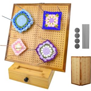 OCPO HOME 15.5" Foldable Crochet Blocking Board with Storage Drawer & Pegs