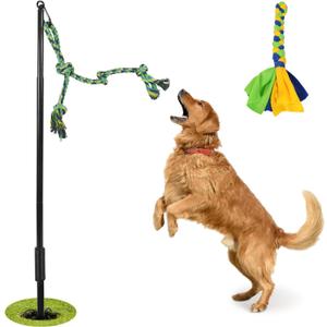 Outdoor Tug of War Dog Toy, Interactive Dog Toys with Chew Rope Toy Outside Play Equipment for Medium and Large Dogs in Yard, Park and Playground Self Play