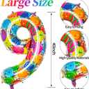 2 x Rainbow Number 9 Balloon, 40 Inch Large Colorful Foil Number Balloons One Balloons for 9th Birthday, Huge Mylar Numbers 9 Year Old Birthday Party Supplies Balloons