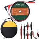 Retractable Test Leads 2 Wires 30FT 18AWG 10 in 1 Kit with Cable Bag and Multimeter Probe Alligator Clips Test Probe for Circuit Connection Electrical Testing and Troubleshooting