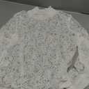 Women's Long Sleeve Floral Lace Top Sexy See Through High Neck Slim Fitted T Shirt Y2k Going Out Sheer Blouse Large