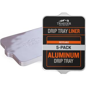 Traeger Grills BAC507 5-Pack Aluminum Drip Tray Liners  Disposable, Heat-Resistant Grill Accessory, Fits Pro 575, Pro 22, Elite 22, 22in x 15.5in