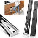 1 Pair Push to Open Full Extension Drawer Slides 12 14 16 18 20 22 24 Inch 100 lb Load Capacity Side Mount Handleless Touch Open Ball Bearing Cabinet Rails Metal Runner DresserBlack12 inch
