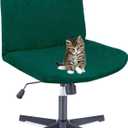 Deisy Dee Velvet Cross Legged Office Chair Covers - Upgrade Your Armless Wide Seat Computer Task Chair with Soft and Vibrant Velvet Stretch Covers - Transform Your Workspace in Minutes (Kelly)