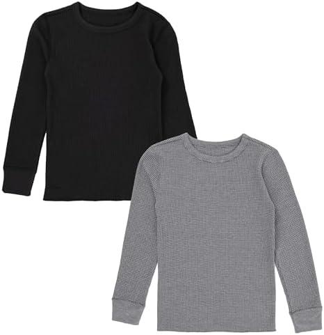 Fruit of The Loom Boys Premium 2-Pack Thermal Waffle Crew Top Size 6-7
