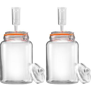 1 Gallon Fermentation Jars with Weights & Airlocks, Fermenting Kit for Sauerkraut, Kimchi, Kombucha and Pickles, 2 Pack