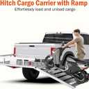 Aluminum Hitch Cargo Carrier with Ramp, 50" x 29.5" x 8.7" Trailer Hitch Cargo Carrier Hitchs Mount Cargos Hitchs Carriers, 500lbs Capacity, Fit 2" Receiver for Suvs Trucks Vans Pickups Camping