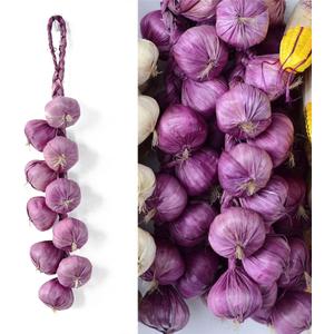 Artificial Garlic String - 1 Pack Lifelike Simulation Fake Vegetable Hanging String for Photography Props, Home, Office, Kitchen, Harvest Decoration (Purple, 1pc)