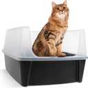 IRIS USA XX-Large Cat Litter Box, Open Top Extra Large Litter Box for Big Cats and Multi-Cat Households, High Sided Scatter Shield, Easy to Clean, 30" L x 20" W x 14" H, Black