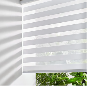 Persilux Cordless Zebra Blinds for Windows (47" W X 47" H, White) Free-Stop Roller Windows Shades Dual Layer Light Control for Day and Night, Light Filtering Sheer Shades for Home, Easy to Install
