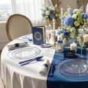 I00000 350 Pcs Blue Plastic Dinnerware Set for 50 Guests Include: 100 Blue Party Plates, 50 Pre Rolled Napkins with Cutlery Set, 50 Cups for Birthday, Wedding Party Graduation, 350 Piece