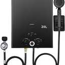 Tankless Water Heater 5.26GPM 20L Outdoor Portable GasHot Water Heater Instant Propane water heater with Digital Display Multi-Protection for Camping Trips Boat Cabins