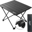 Small Camping Table, Ultralight Aluminum Folding Table with Carrying Bag, Portable & Lightweight Camping Side Table for Outdoor Camping, Picnic, Beach and Fishing, Black