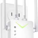 Powerful WiFi Extender Signal Booster, Up to 12,000 Sq Ft & 50 Devices, Whole Home Coverage Internet Repeater Works with Any Router | AP Mode with Ethernet Port